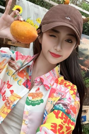 Women's Hawaiian Floral Short Sleeve Shirt - Fun Cartoon Print, Casual Beach Loose Top for Summer Style