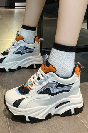 Women's Height-Increasing Dad Shoes - Soft-Soled Thick-Soled Sports Sneakers for Casual Wear - Trendy Autumn Winter 2024 Style