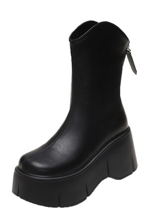 Women's Height-Increasing Martin Boots for Petite, 8cm Thick-Soled, British Style, Trendy Short Boots for Spring and Autumn 2023