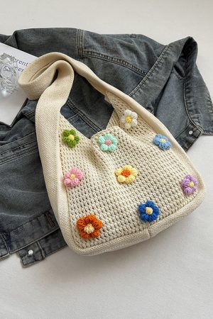 Women's Knitted Yarn Tote Bag - 2025 Trendy Lazy Style Shoulder Bag with Large Capacity for Commuting and Everyday Use