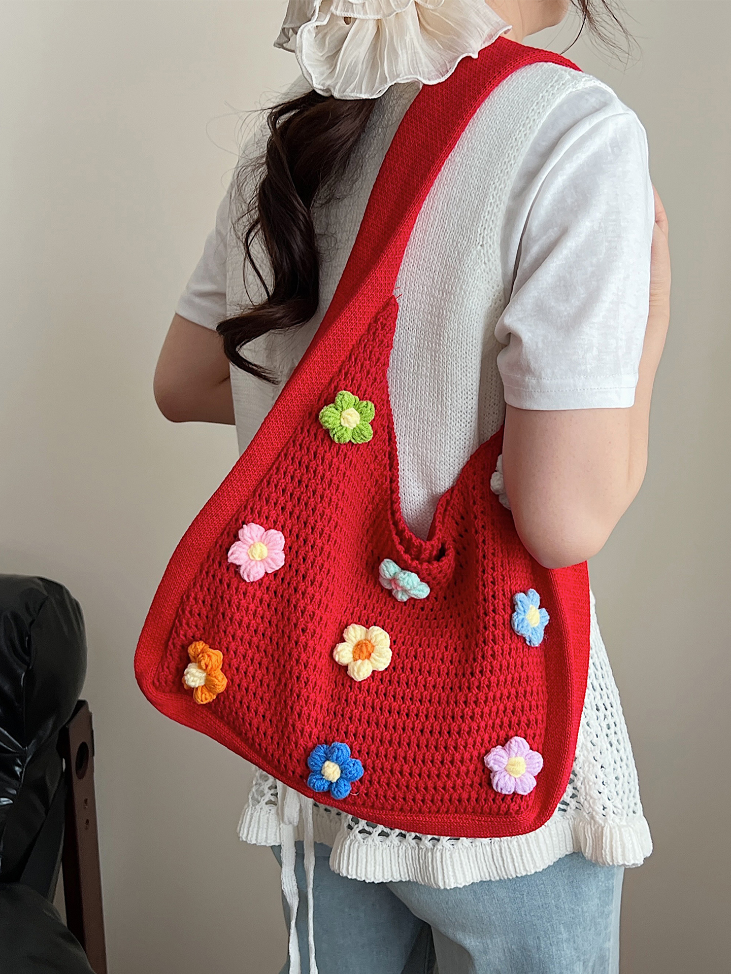 Women's Knitted Yarn Tote Bag - 2025 Trendy Lazy Style Shoulder Bag with Large Capacity for Commuting and Everyday Use Women's Knitted Yarn Tote Bag - 2025 Trendy Lazy Style Shoulder Bag with Large Capacity for Commuting and Everyday Use