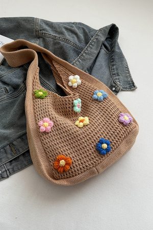 Women's Knitted Yarn Tote Bag - 2025 Trendy Lazy Style Shoulder Bag with Large Capacity for Commuting and Everyday Use