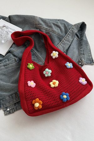Women's Knitted Yarn Tote Bag - 2025 Trendy Lazy Style Shoulder Bag with Large Capacity for Commuting and Everyday Use