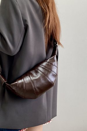 Women's Korean Style Retro Croissant Horn Bag - High-End Dumpling Shoulder Crossbody Small Purse 2025 Fashion Accessory