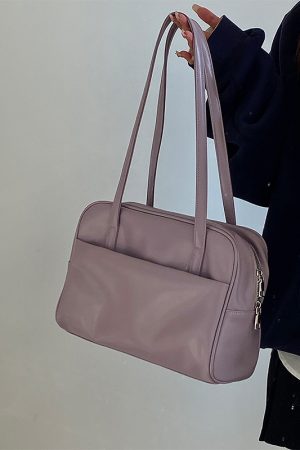 Women's Large Capacity Shoulder Tote Bag in Gentle Purple - Spring/Summer Niche Design for 2025