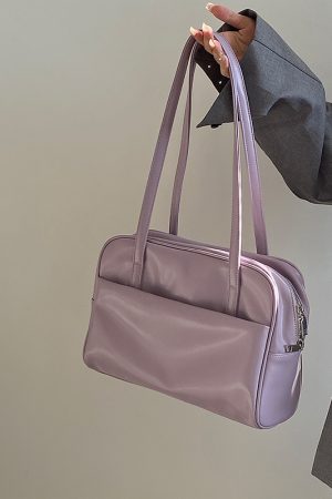 Women's Large Capacity Shoulder Tote Bag in Gentle Purple - Spring/Summer Niche Design for 2025