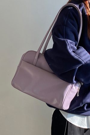 Women's Large Capacity Shoulder Tote Bag in Gentle Purple - Spring/Summer Niche Design for 2025