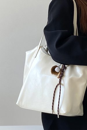 Women's Large Capacity Tote Bag - Korean Style Simple Versatile Commuter Shoulder Handbag for Everyday Use
