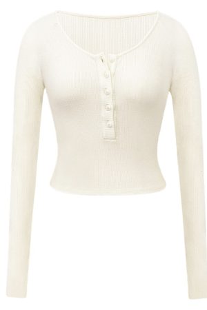 Women's Long Sleeve Slim Fit Button T-Shirt, Sexy Tight-Knit Base Layer Top, Chic Style for Everyday Wear