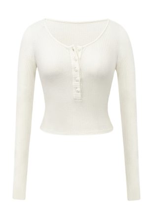 Women's Long Sleeve Slim Fit Button T-Shirt, Sexy Tight-Knit Base Layer Top, Chic Style for Everyday Wear