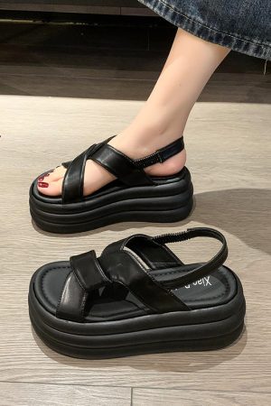 Women's Open-Toe Platform Sports Sandals - Trendy Thick-Soled Roman Style for 2025 Summer, Versatile and Comfortable Footwear
