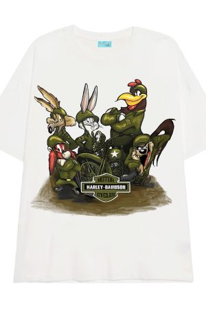 Women's Oversized American Retro Vintage T-Shirt - Trendy Loose Short Sleeve Top for Summer - European and American Style