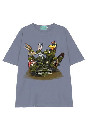 Women's Oversized American Retro Vintage T-Shirt - Trendy Loose Short Sleeve Top for Summer - European and American Style