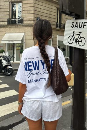 Women's Oversized Retro Minimalist Slogan Short Sleeve T-Shirt - Clean Fit, 90s National Trend Hot Girl Style