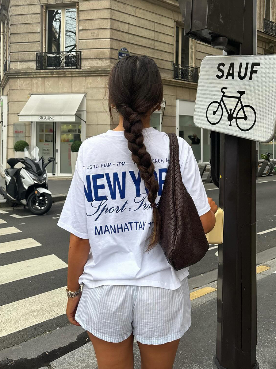 Women's Oversized Retro Minimalist Slogan Short Sleeve T-Shirt - Clean Fit, 90s National Trend Hot Girl Style Women's Oversized Retro Minimalist Slogan Short Sleeve T-Shirt - Clean Fit, 90s National Trend Hot Girl Style