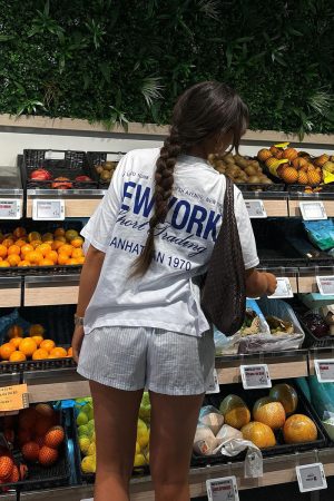 Women's Oversized Retro Minimalist Slogan Short Sleeve T-Shirt - Clean Fit, 90s National Trend Hot Girl Style