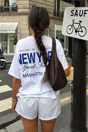 Women's Oversized Retro Minimalist Slogan Short Sleeve T-Shirt - Clean Fit, 90s National Trend Hot Girl Style