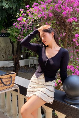 Womenâ€™s Pink French Knit Cardigan - Long Sleeve, Slim Fit, Versatile Style for Autumn 2024, Cozy 90s-Inspired Fashion