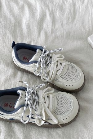 Women's Pink Mesh Panel Thick-Soled Training Shoes - Summer 2025 Breathable White Sneakers for Casual Y2K Style