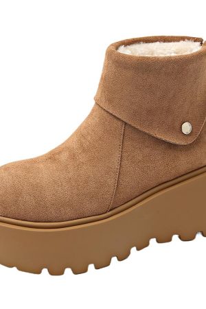 Women's Platform Thick-Soled Waterproof Snow Boots, 2024 Winter Warm Cotton Short Boots with Plush Lining