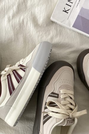 Women's Retro Color-Block Thick-Soled Sneakers - Versatile Casual Sports Shoes for 2025