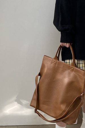 Women's Retro Korean Large Capacity Tote Bag - Stylish Shoulder Crossbody Bag for Everyday Use