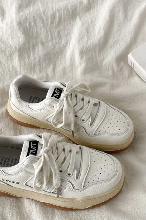 Women's Retro Thick-Soled White Sneakers - 2025 Spring Sports Casual Shoes, Versatile Design for Everyday Style