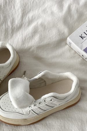 Women's Retro Thick-Soled White Sneakers - 2025 Spring Sports Casual Shoes, Versatile Design for Everyday Style