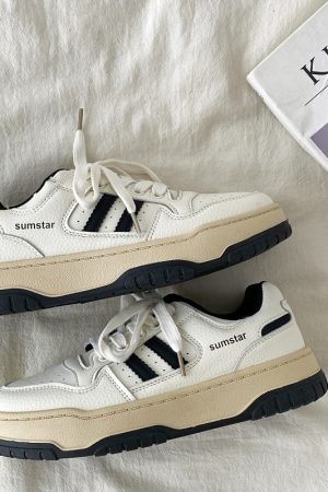 Women's Retro Thick-Soled White Sneakers - 2025 Spring Sports Casual Shoes, Versatile Design for Everyday Style