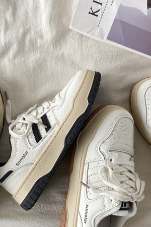 Women's Retro Thick-Soled White Sneakers - 2025 Spring Sports Casual Shoes, Versatile Design for Everyday Style