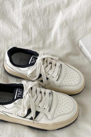 Women's Retro Thick-Soled White Sneakers - 2025 Spring Sports Casual Shoes, Versatile Design for Everyday Style