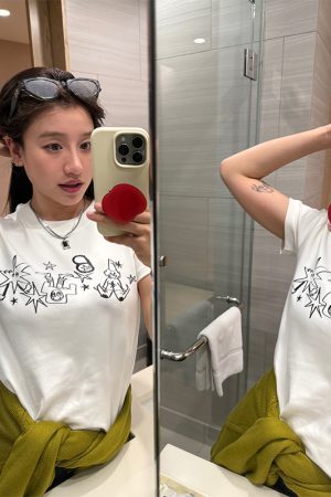 Women's Round Neck Printed Short Sleeve T-Shirt - Casual Loose Fit Summer Top, Versatile Style for Everyday Wear