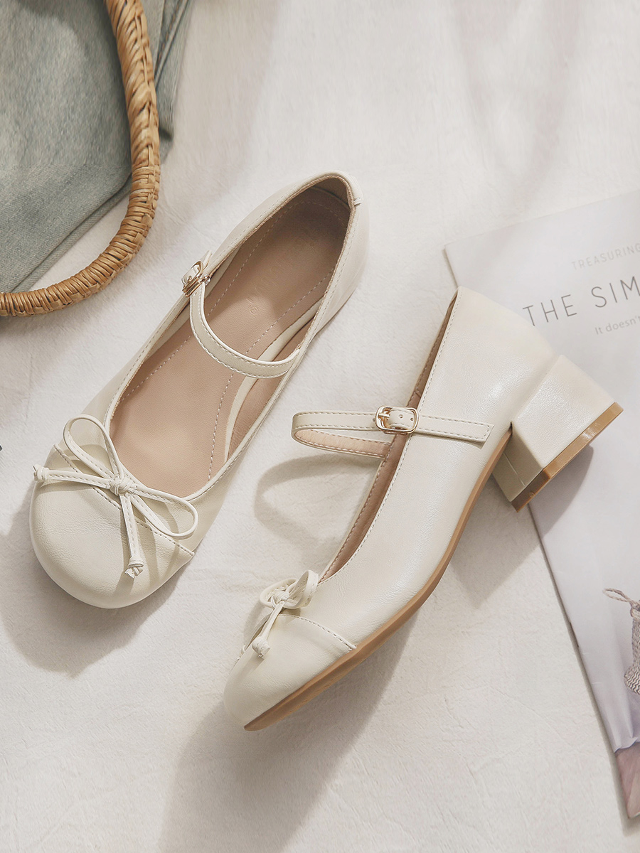 Women's Sheepskin Mary Jane Shoes - French Style Chunky Heel for Skirts - Spring Autumn Fashion Women's Sheepskin Mary Jane Shoes - French Style Chunky Heel for Skirts - Spring Autumn Fashion