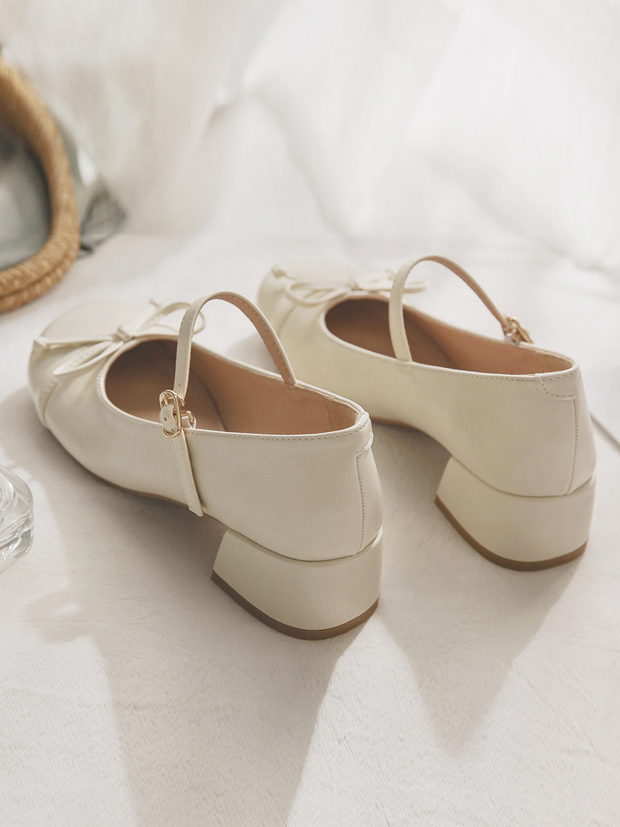 Women's Sheepskin Mary Jane Shoes - French Style Chunky Heel for Skirts - Spring Autumn Fashion Women's Sheepskin Mary Jane Shoes - French Style Chunky Heel for Skirts - Spring Autumn Fashion