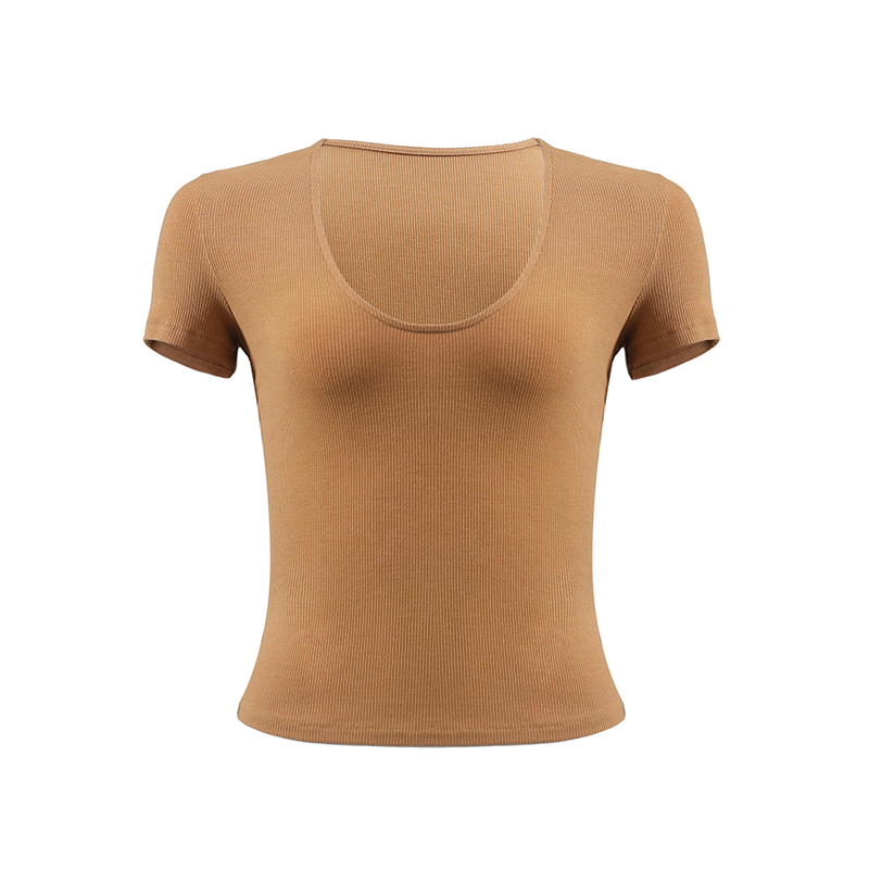 Women's Slim Fit White U-Neck T-Shirt - Sexy Tight Stretchy Short Sleeve Top for Hot Girl Style Women's Slim Fit White U-Neck T-Shirt - Sexy Tight Stretchy Short Sleeve Top for Hot Girl Style