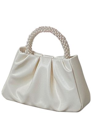 Women's Spring Summer Ruffled Cloud Bag - French Pearl Handheld Shoulder Crossbody Small Bag