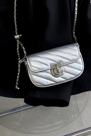 Women's Spring Summer Small Square Bag - Niche Design with Lock Buckle and Chain, Versatile Crossbody & Shoulder Style