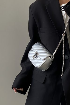 Women's Spring Summer Small Square Bag - Niche Design with Lock Buckle and Chain, Versatile Crossbody & Shoulder Style