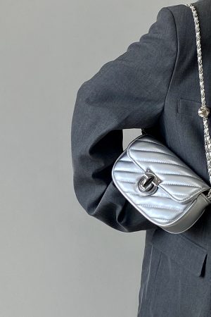 Women's Spring Summer Small Square Bag - Niche Design with Lock Buckle and Chain, Versatile Crossbody & Shoulder Style