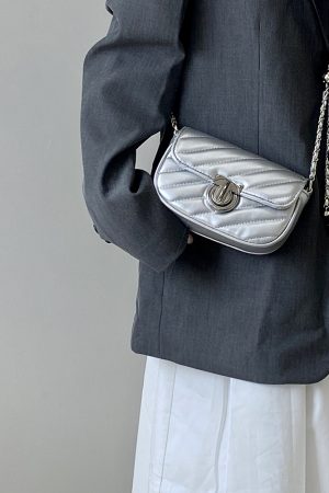 Women's Spring Summer Small Square Bag - Niche Design with Lock Buckle and Chain, Versatile Crossbody & Shoulder Style