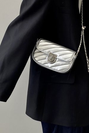 Women's Spring Summer Small Square Bag - Niche Design with Lock Buckle and Chain, Versatile Crossbody & Shoulder Style