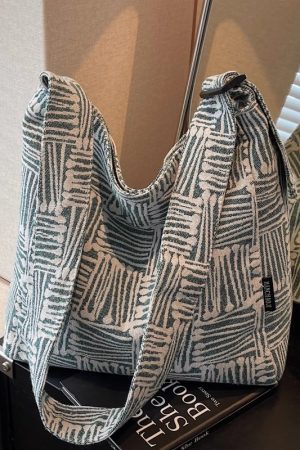Women's Striped Canvas Tote Bag - Large Capacity, Versatile Crossbody for Casual Commuting and Daily Use