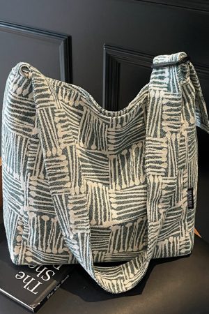 Women's Striped Canvas Tote Bag - Large Capacity, Versatile Crossbody for Casual Commuting and Daily Use