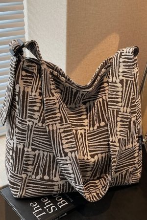 Women's Striped Canvas Tote Bag - Large Capacity, Versatile Crossbody for Casual Commuting and Daily Use
