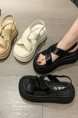 Women's Summer 2025 Platform Casual Sandals - Thick-Soled, Height-Increasing, Versatile Beach Footwear