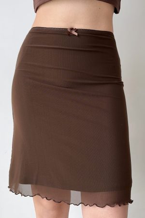 Women's Summer Bodycon Skirt - Retro Solid Color Lace Mesh Mini Skirt, European American Style, Y2K Fashion