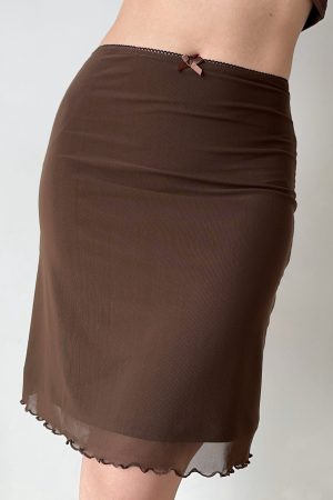 Women's Summer Bodycon Skirt - Retro Solid Color Lace Mesh Mini Skirt, European American Style, Y2K Fashion