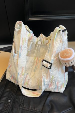 Women's Summer Canvas Tote Bag, Versatile Commuter Crossbody with Large Capacity, Casual Style for Students and Everyday Use