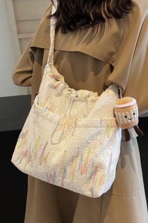 Women's Summer Canvas Tote Bag, Versatile Commuter Crossbody with Large Capacity, Casual Style for Students and Everyday Use