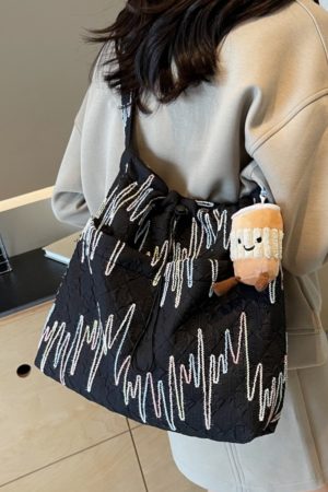 Women's Summer Canvas Tote Bag, Versatile Commuter Crossbody with Large Capacity, Casual Style for Students and Everyday Use